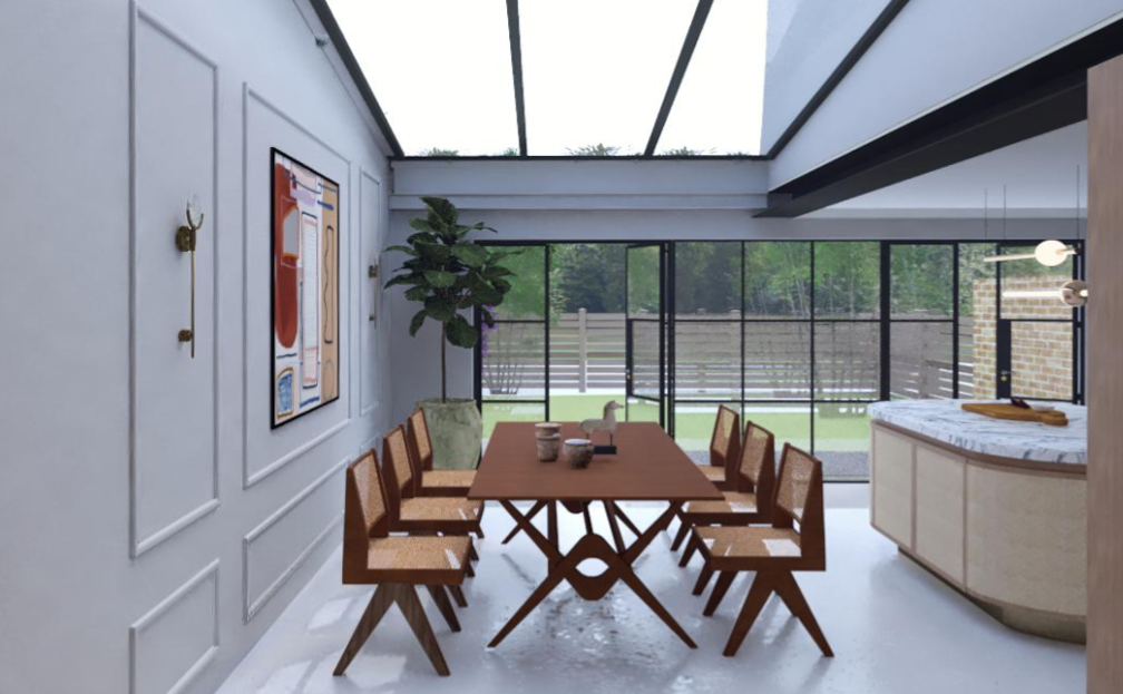 oval kitchen island oak timber cladding